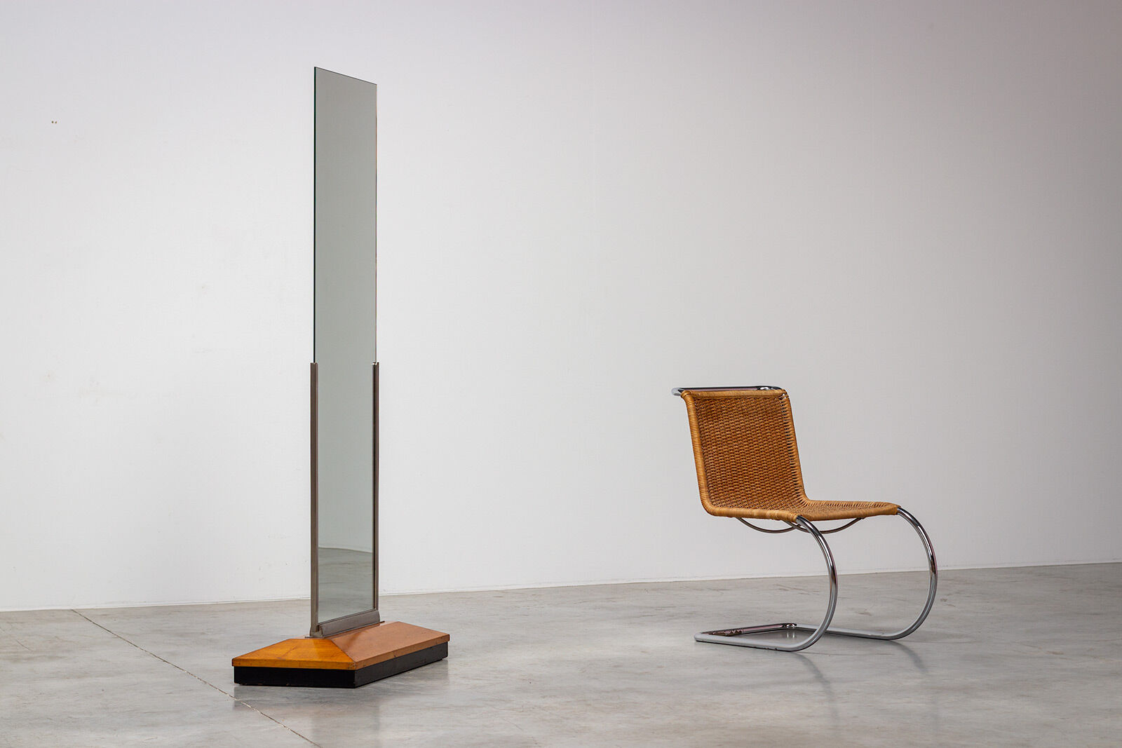 Art deco rectangular mirror in walnut wood 1930 176x80cm