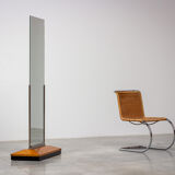 Art deco rectangular mirror in walnut wood 1930 176x80cm
