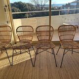 Lot of 4 rattan chairs