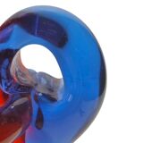 Vintage Murano Hand-Blown Glass Vase – Red with Blue Handles