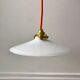 Hanging lamp in opaline smooth orange thread early twentieth century