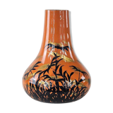 Lacquered vase with Japanese floral motifs, circa 1970