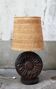 Brutalist lamp in wood and raffia signed Delsinne, Belgium, 60s.