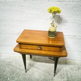 Vintage varnished wood bedside table