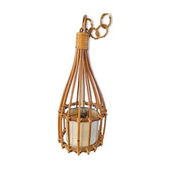 Rattan pendant lamp design 60s - 70s