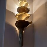 Wall lamp design in gilded metal, leaf décor