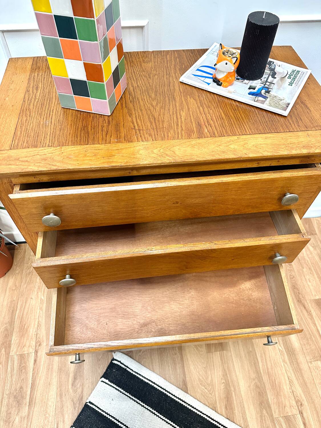 Vintage compass foot chest of drawers