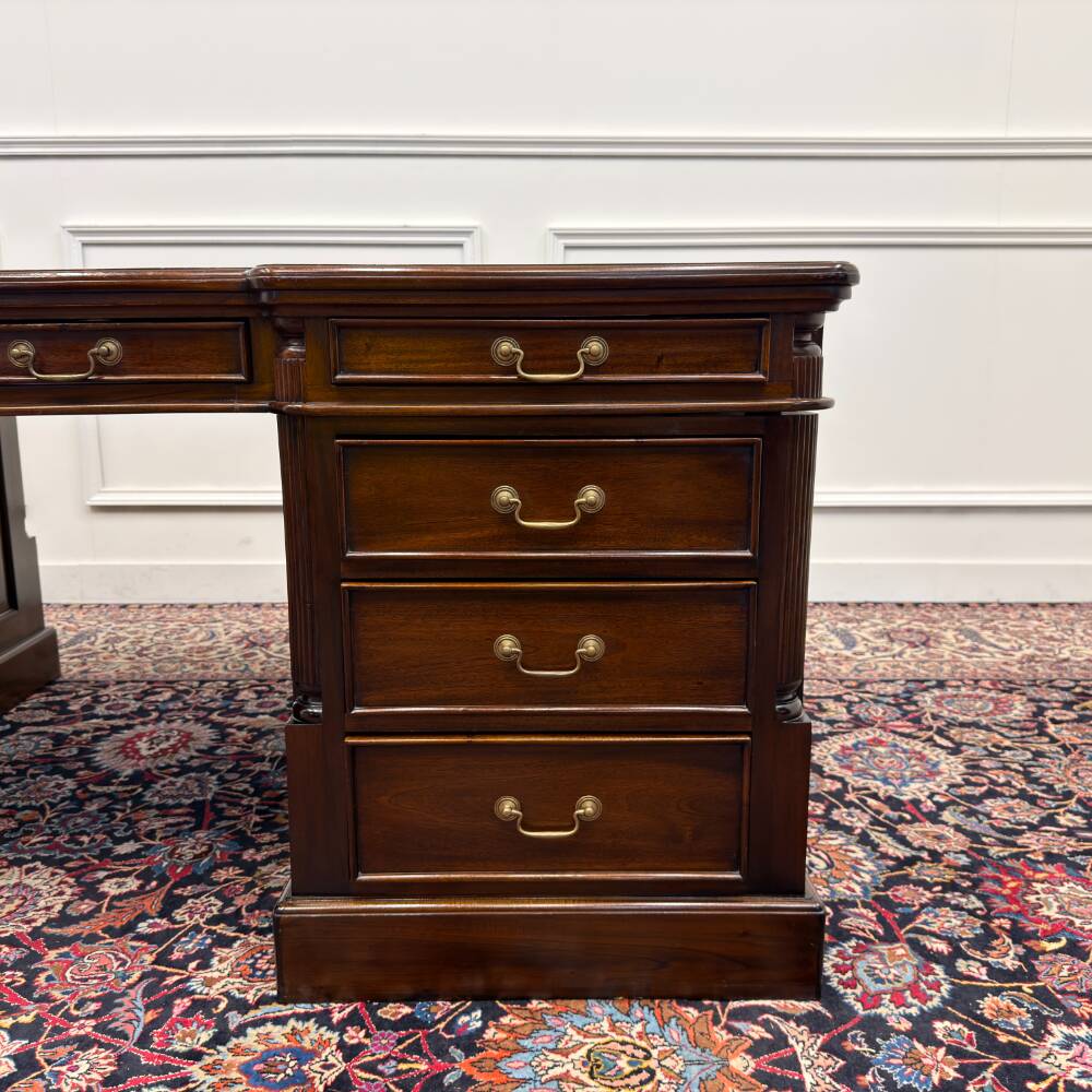 Large classic English Chesterfield partner desk
