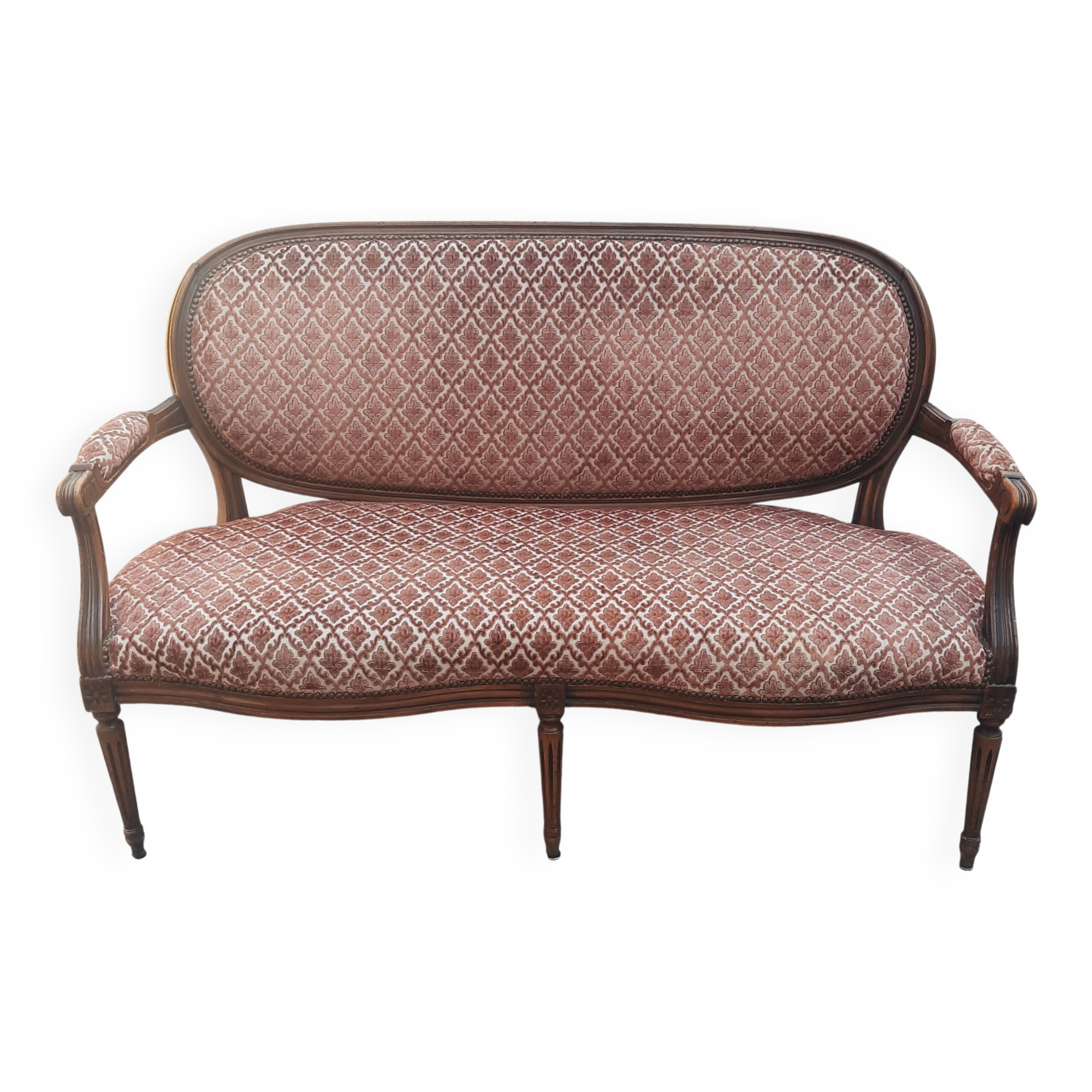 Louis XVI style sofa in natural wood