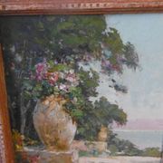 Peinture huile signee Paul Pierre Emiot - jarre provencale