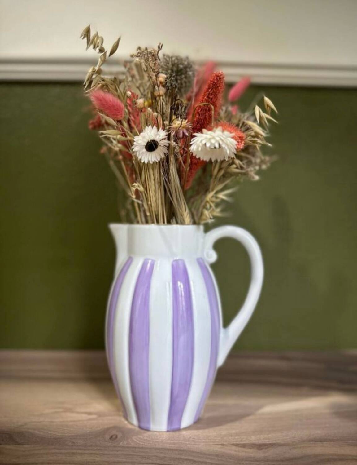 Purple striped teapot