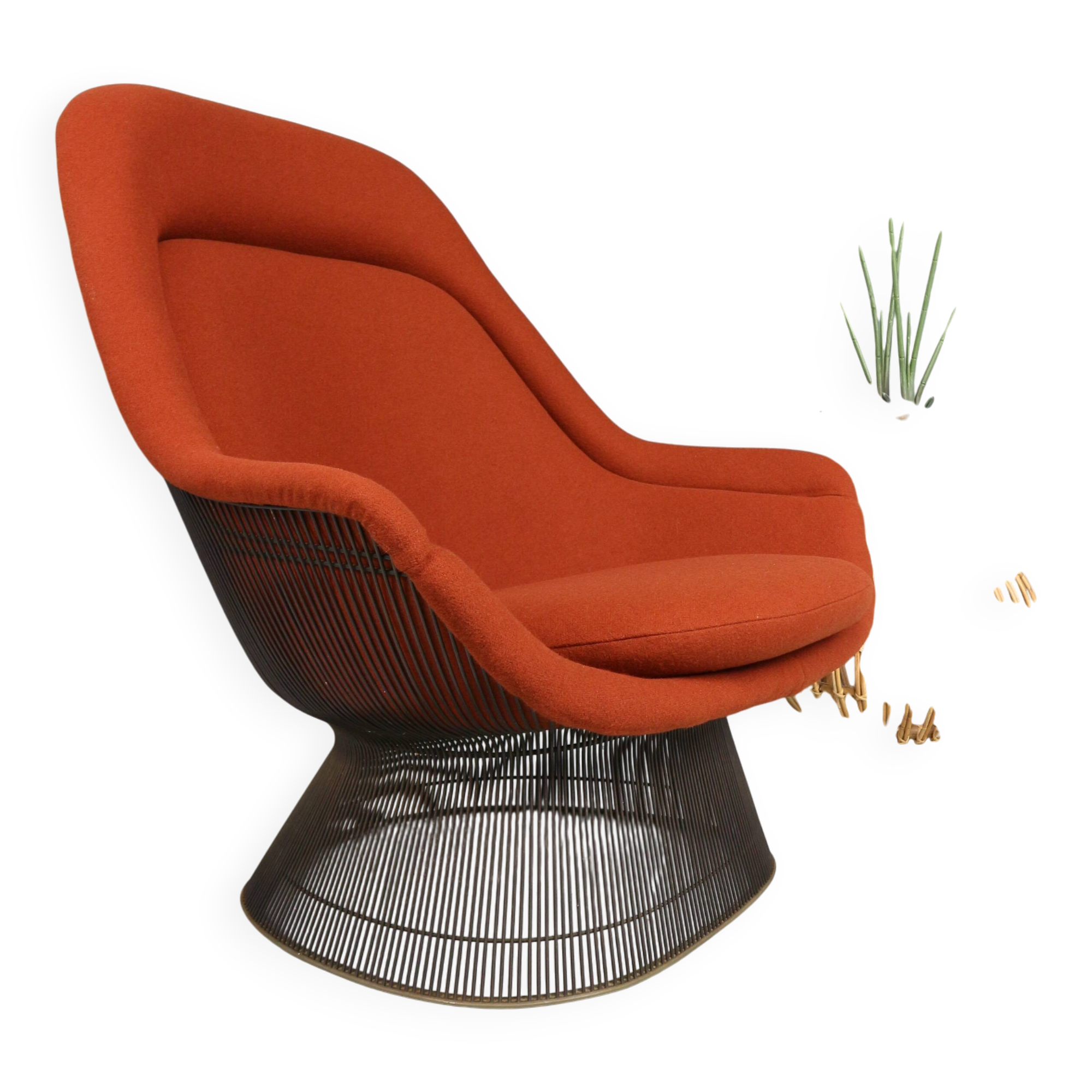 Early bronze lounge chair by Warren Platner for Knoll 1960s in rust red