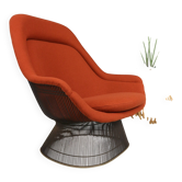 Fauteuil de salon en bronze ancien de Warren Platner pour Knoll, années 1960, couleur rouge rouille