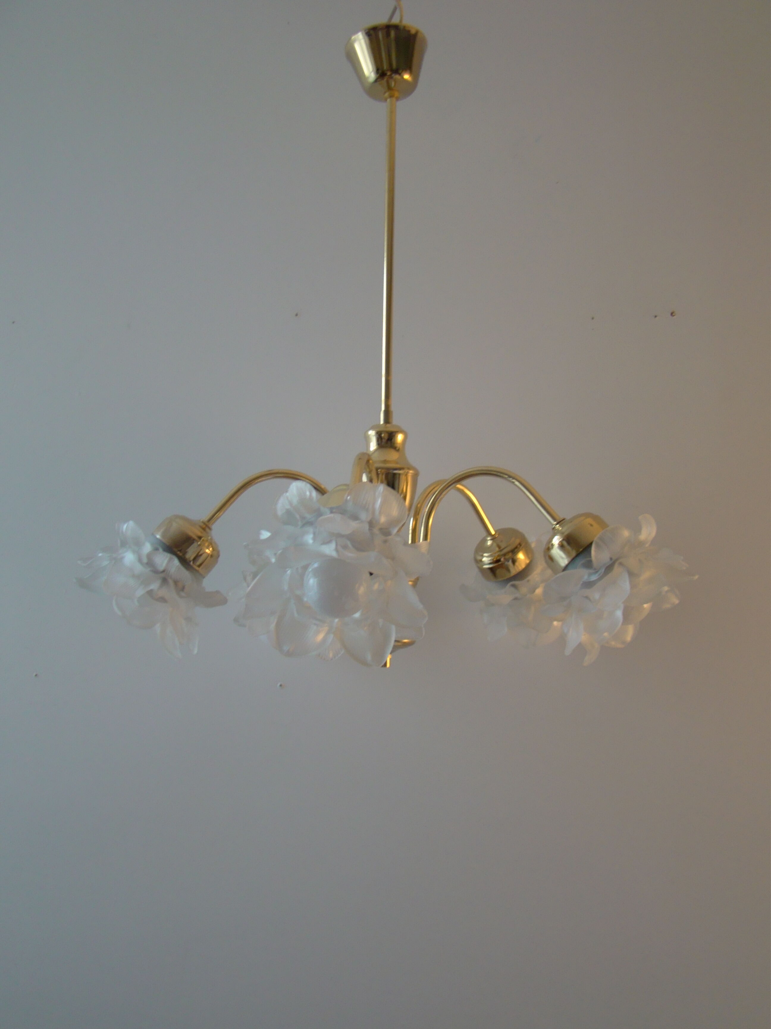 Vintage chandelier with roses in glass paste