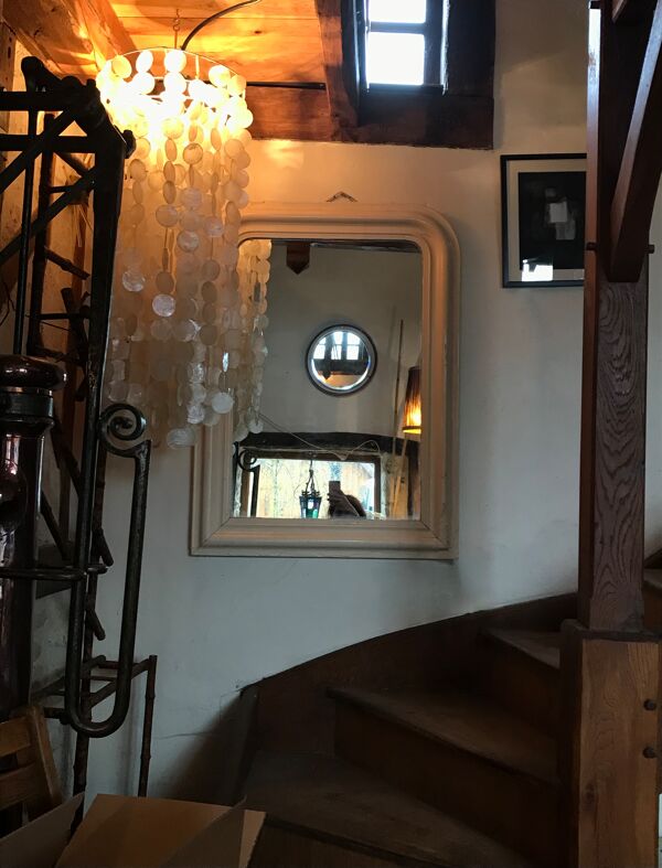 Miroir époque Louis Philippe, laqué écru
