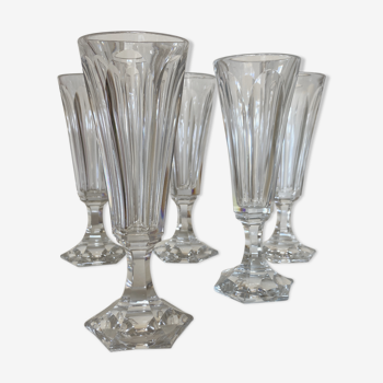 Set de 5 flutes en cristal taillé à pans coupés 1960