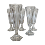Set of 5 crystal flutes cut with cut sides 1960