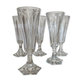 Set of 5 crystal flutes cut with cut sides 1960