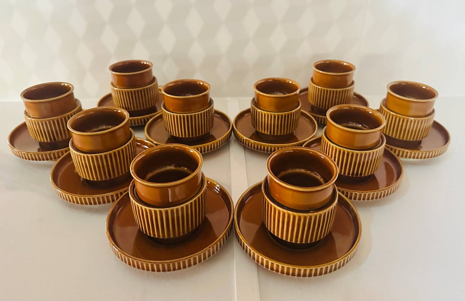Set of 10 cups and saucers Tognana Italy 70s