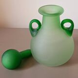 Green eared vial made of Murano glass paste