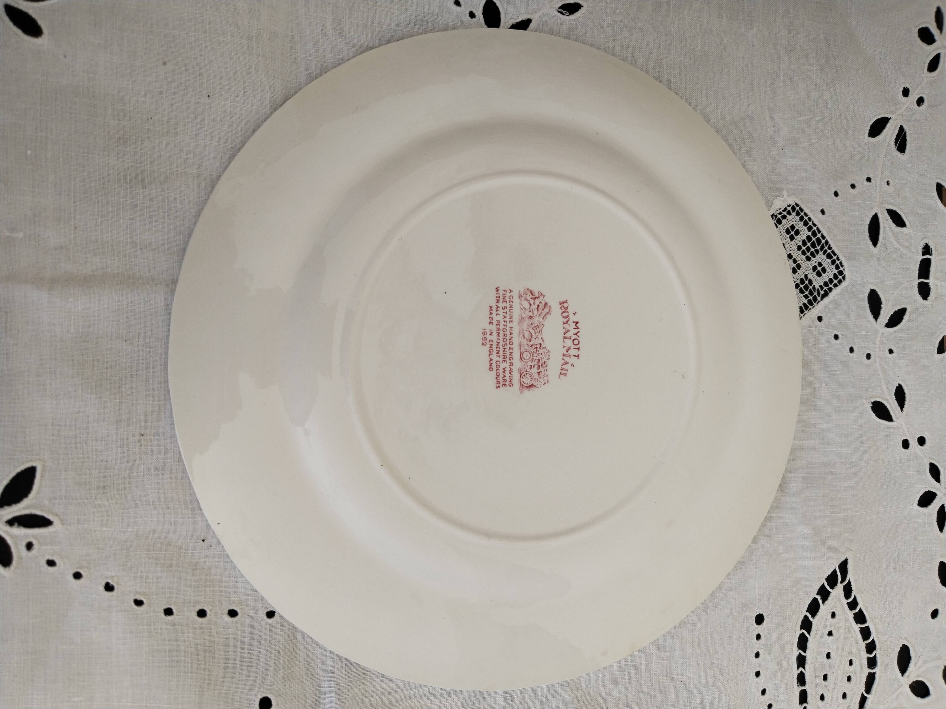 English earthenware dinner plate, Myott, Royal Mail