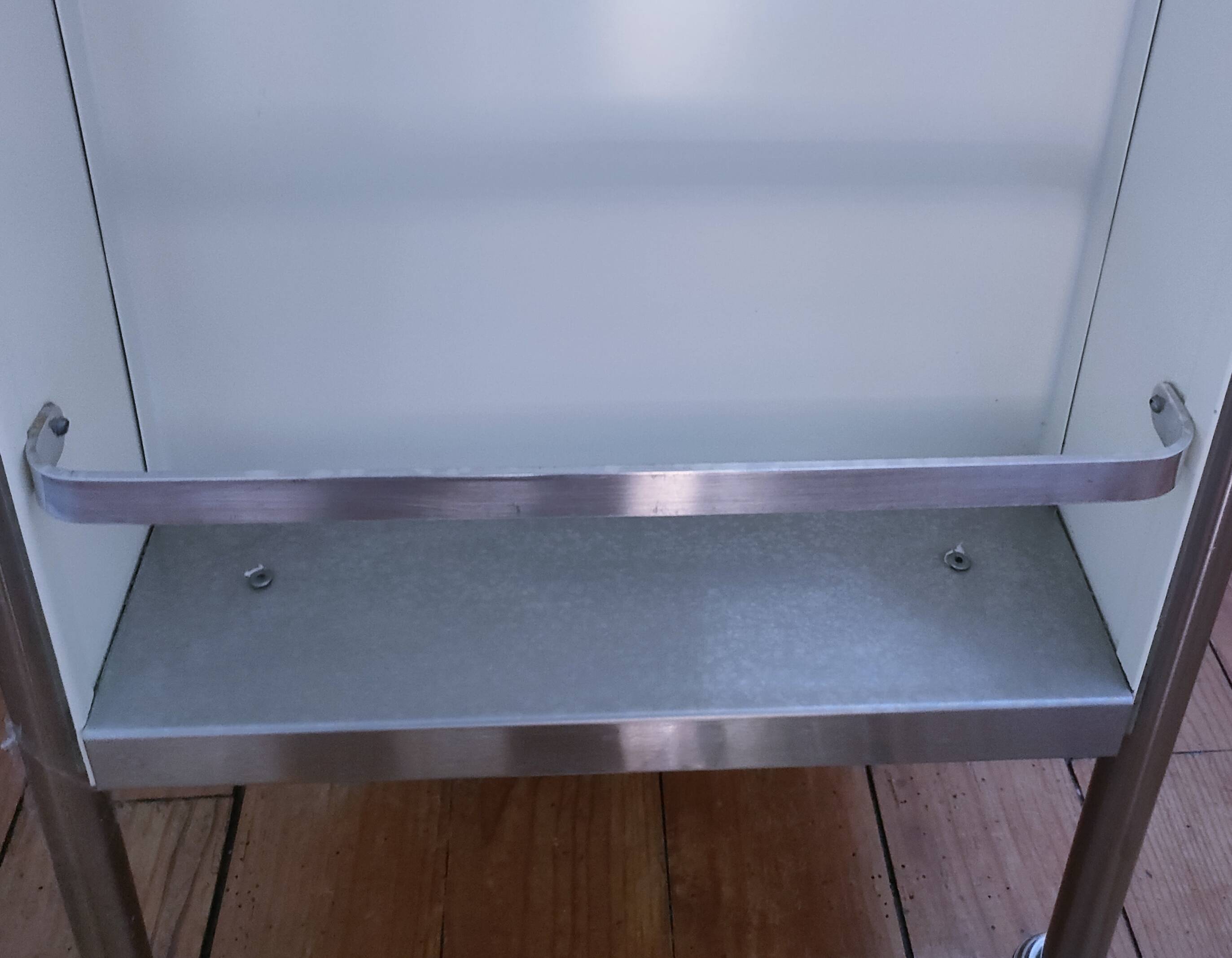 bedside table stainless steel lacquered metal 80s design