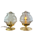 Vintage globe table lamp engraved and transparent chiseled