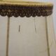 French Mid-Century Round Turned Wood Table Lamp with Hide Skin Shade