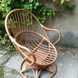 Rattan swivel shell chair