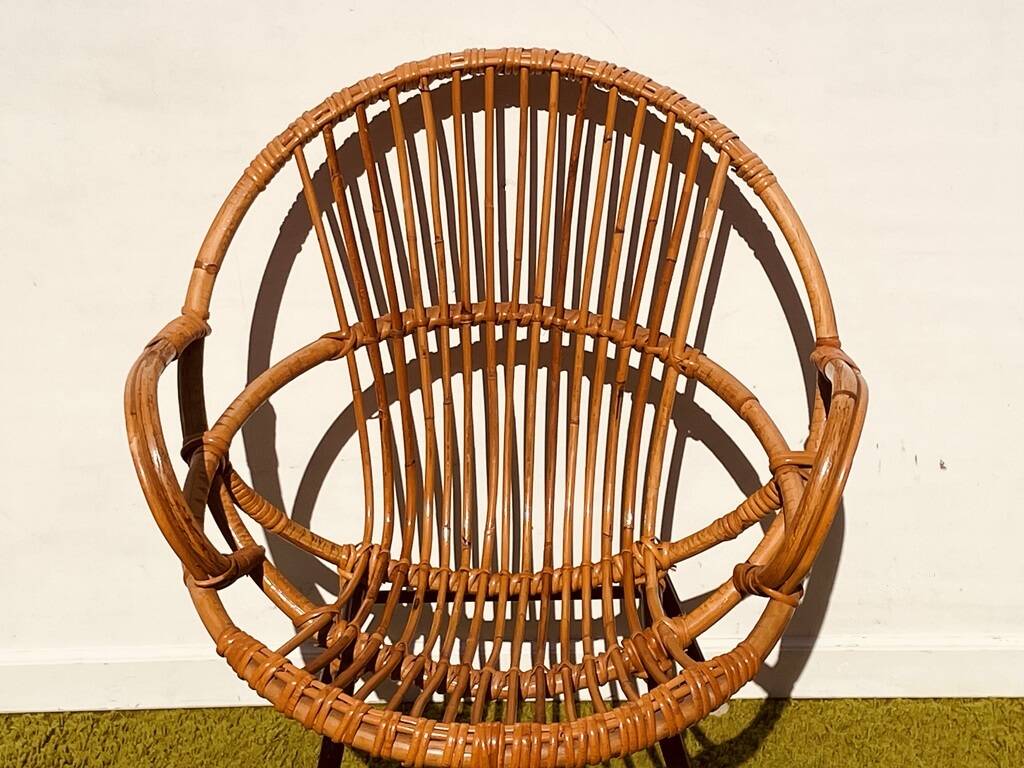 Pair of lounge rattan armchairs by D. Van Sliedregt / R. Noordwolde. Vintage