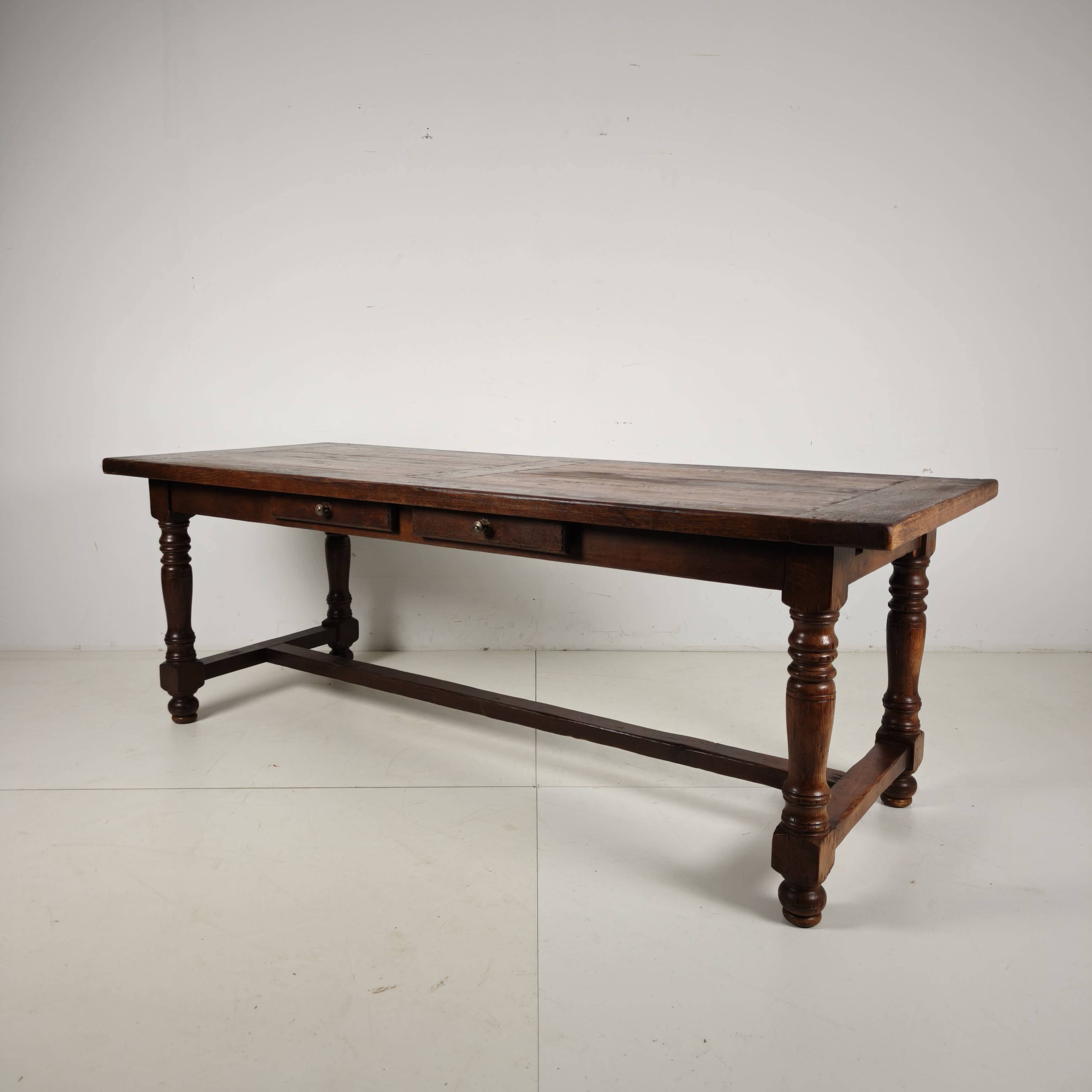 Large French Oak Monastery Table 320/220 cm, early 20th Century