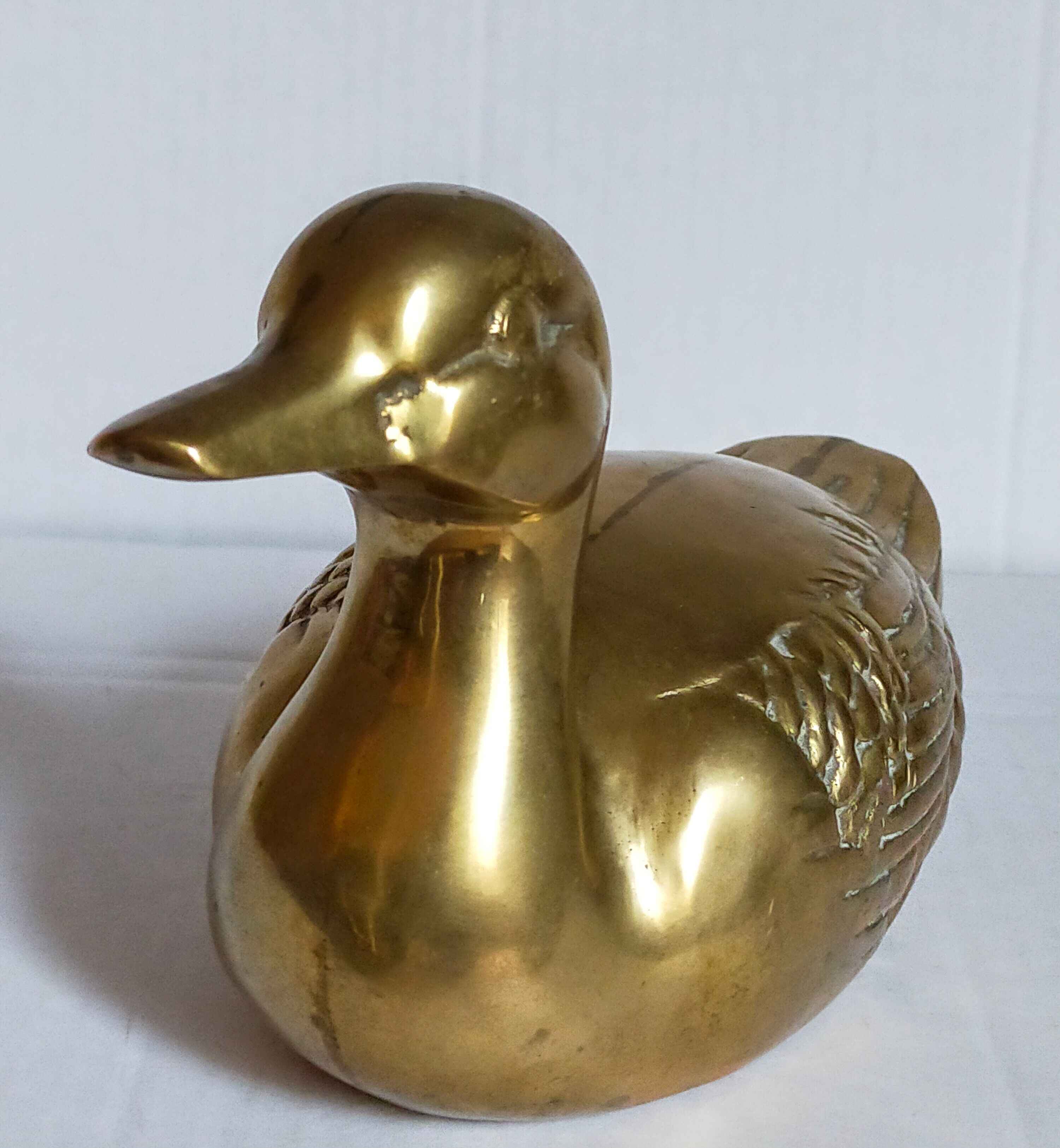 Vintage solid brass duck