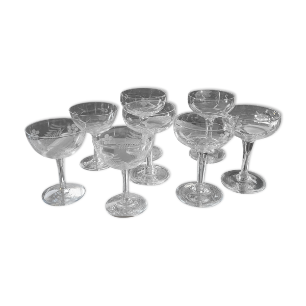 Coupes à Champagne Vintage en Verre Ciselé