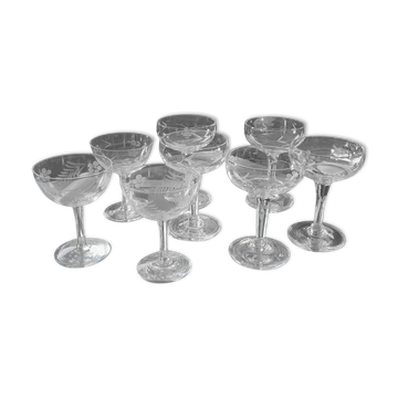 Coupes à Champagne Vintage en Verre Ciselé
