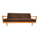 1960s light wood and brown ribbed fabric convertible daybed canapé
