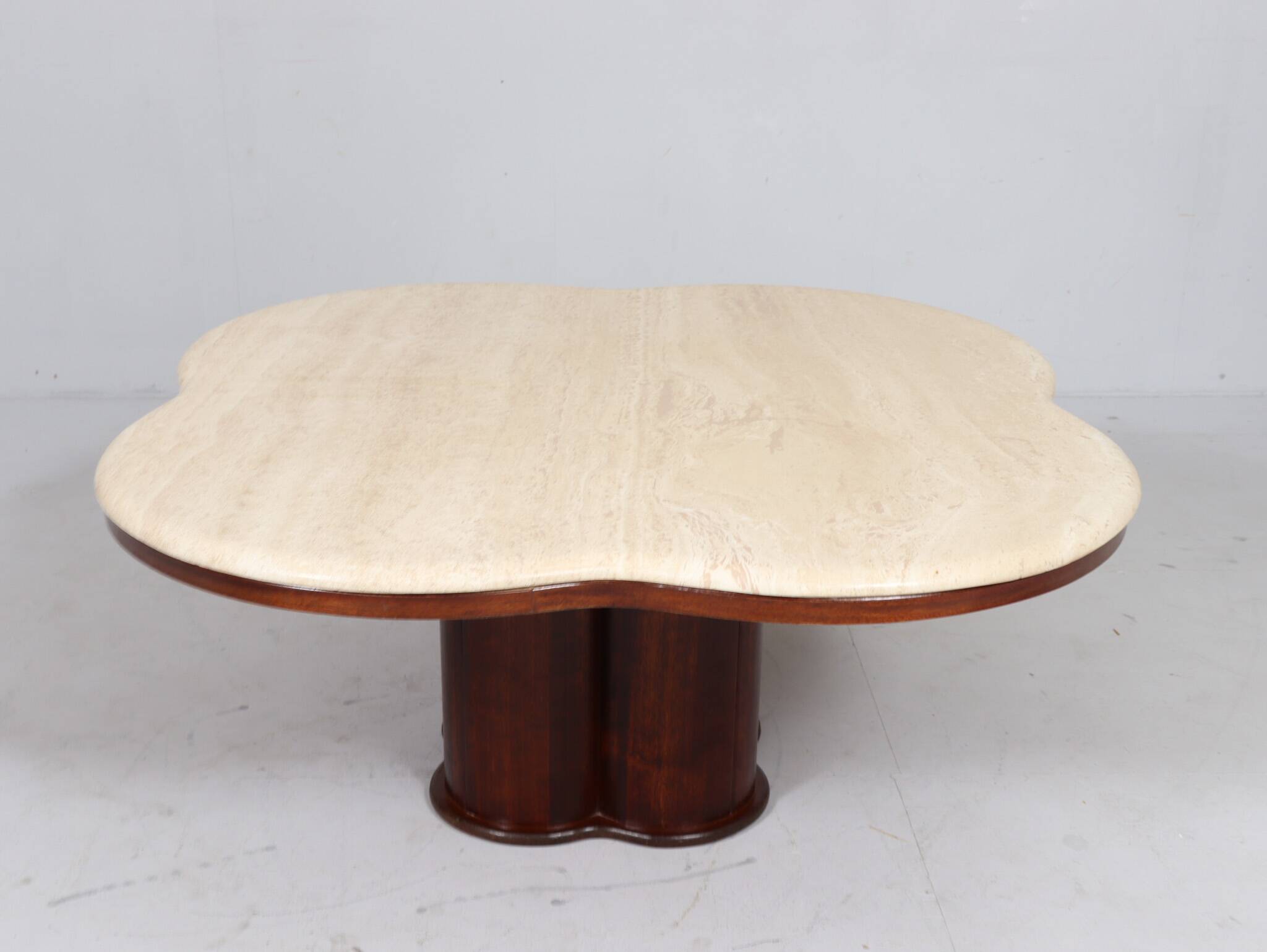 Coffee table with cloverleaf-shaped travertine top, Italy, 1970s