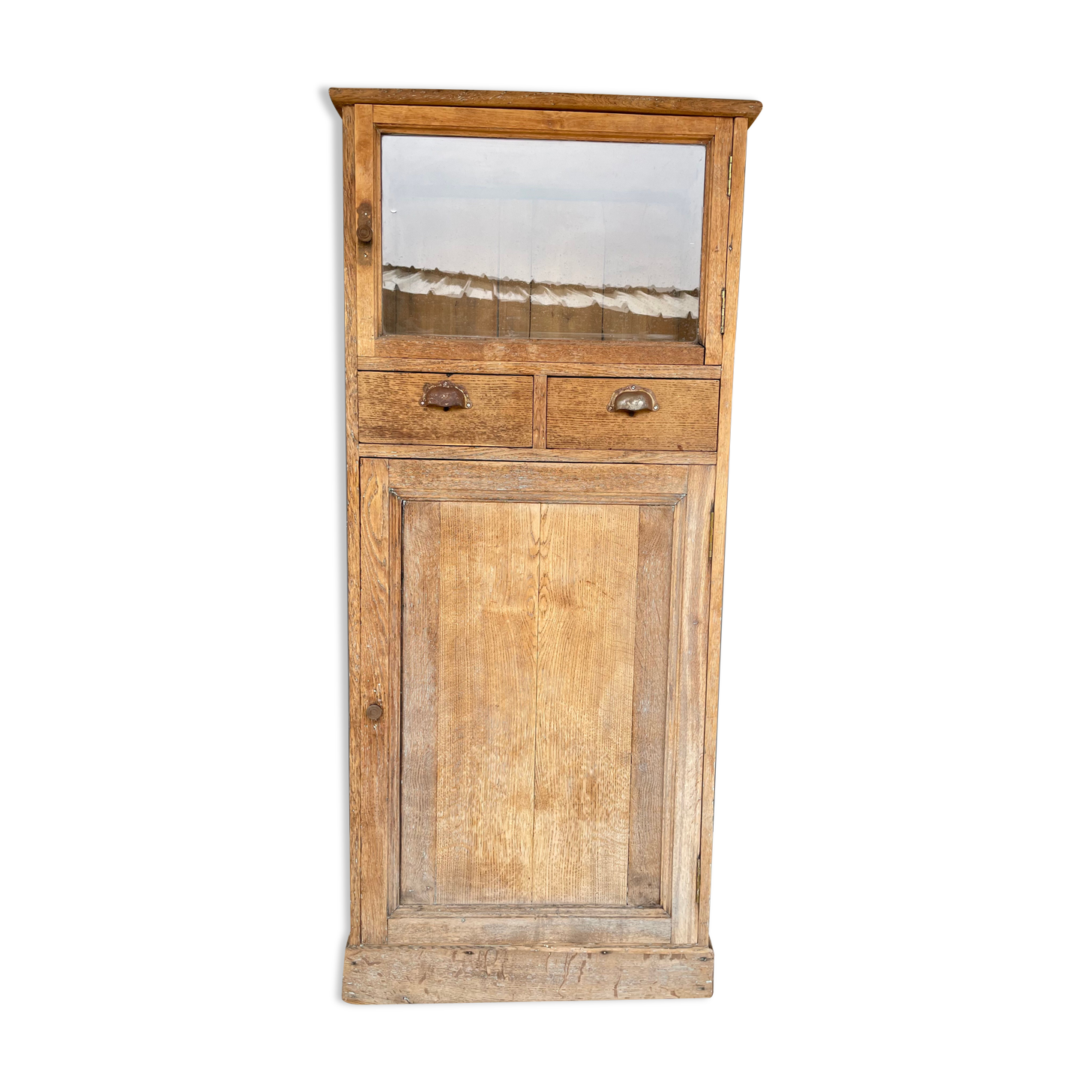 Antique solid oak showcase