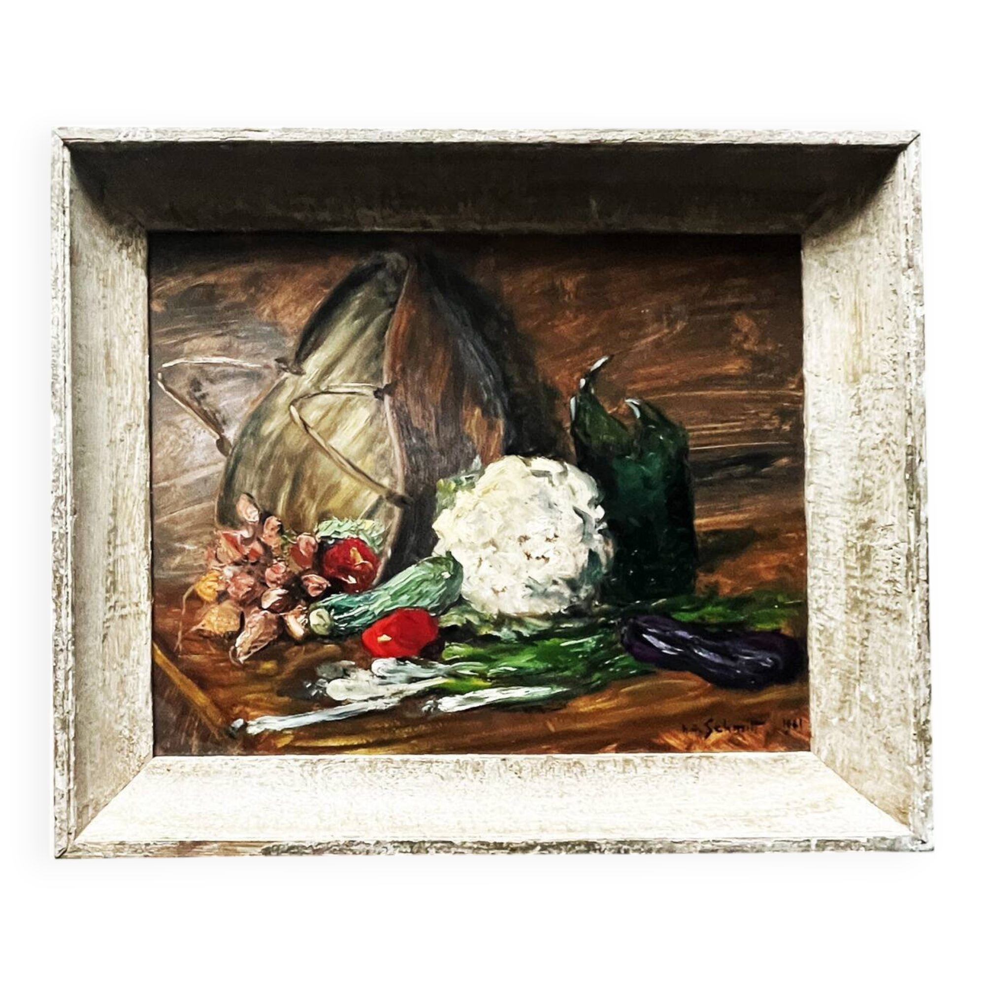 Table 1961 "Vegetables and Broken Litre" signed HG.Schmitt