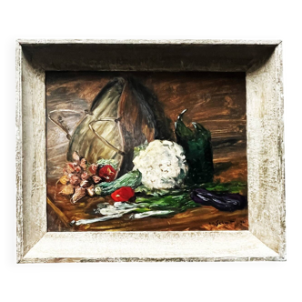 Table 1961 "Vegetables and Broken Litre" signed HG.Schmitt