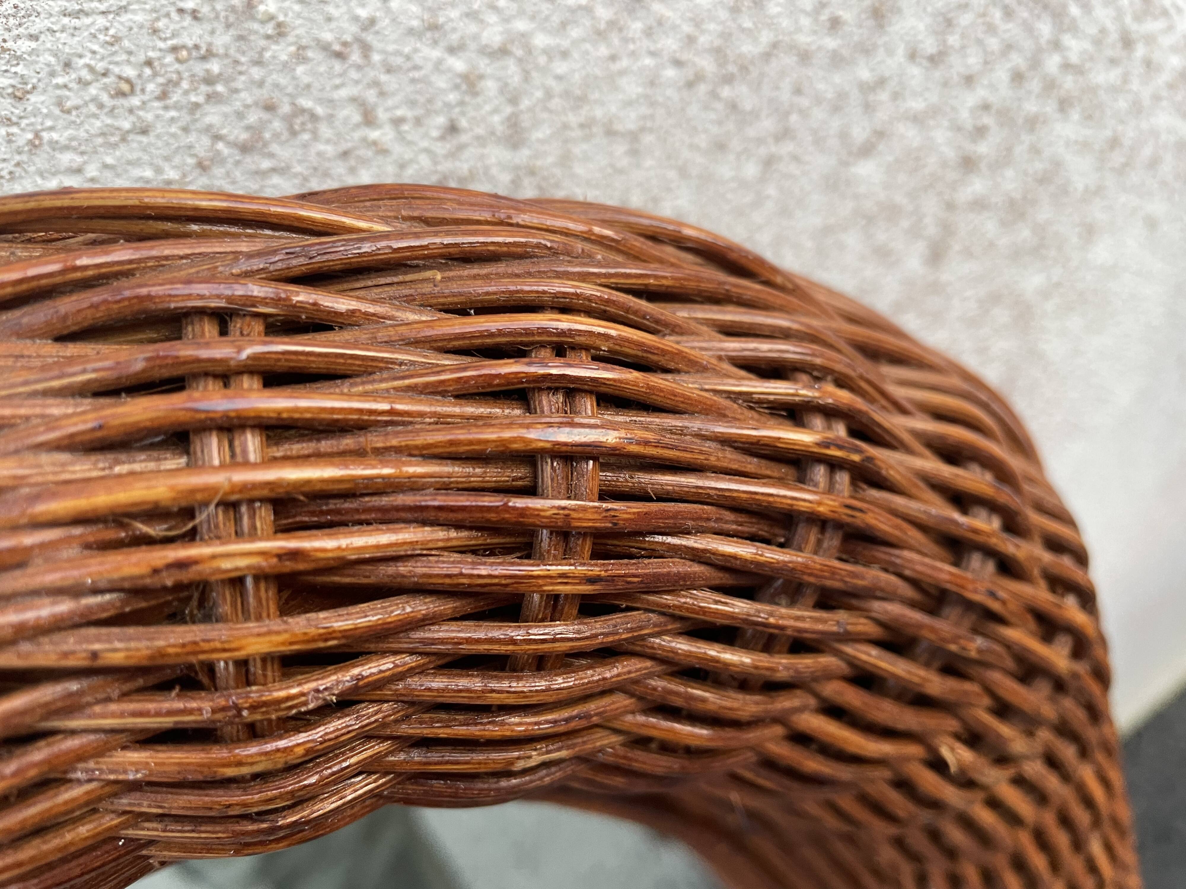 Curved rattan mirror 70s