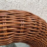 Curved rattan mirror 70s