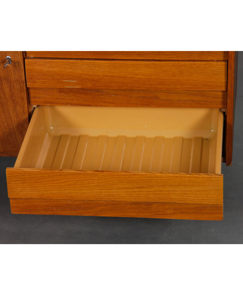 Vintage oak and veneer storage by Jiri Jiroutek, model U-458, 1960