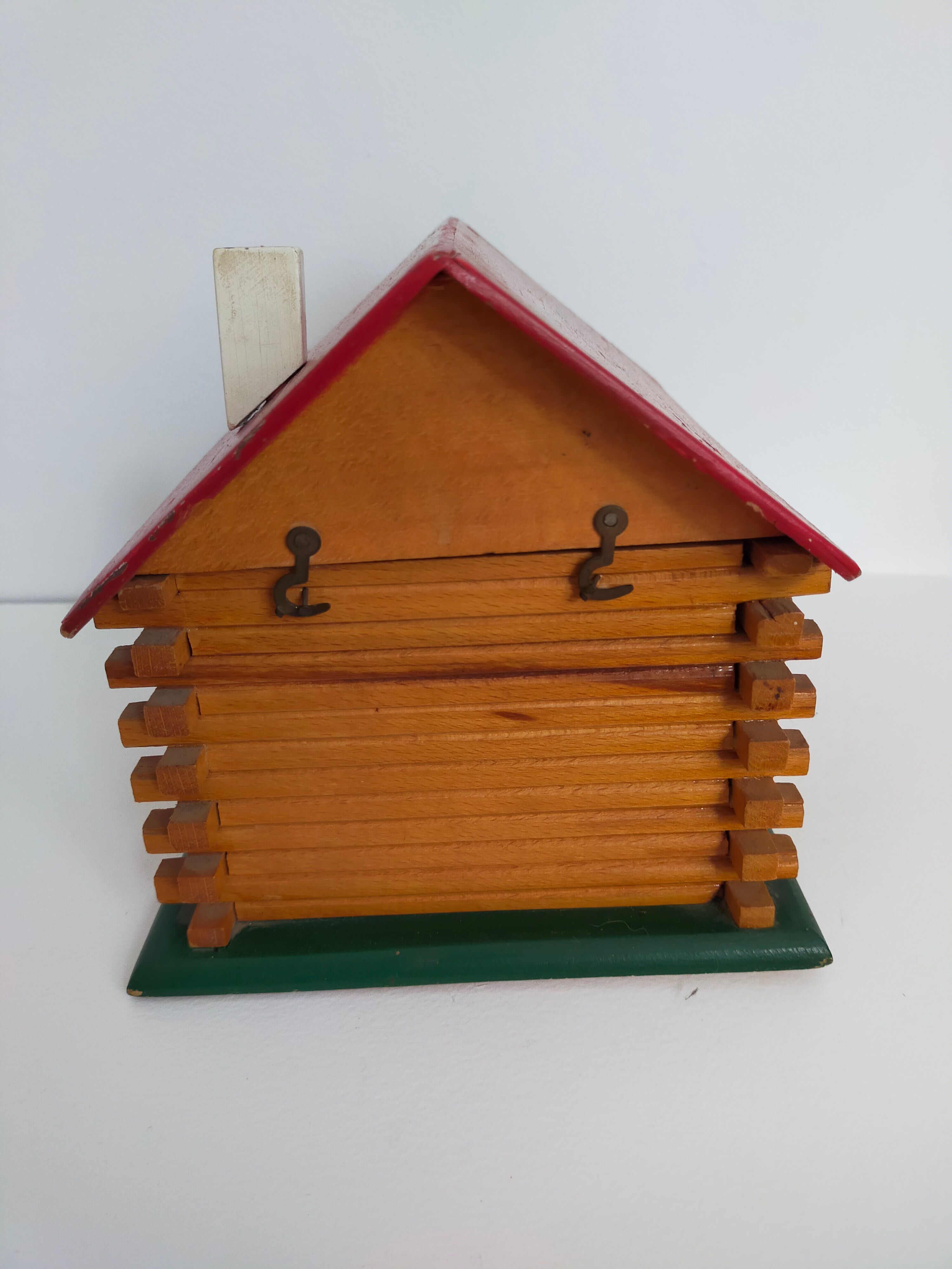 Wooden house furnished vintage toy child