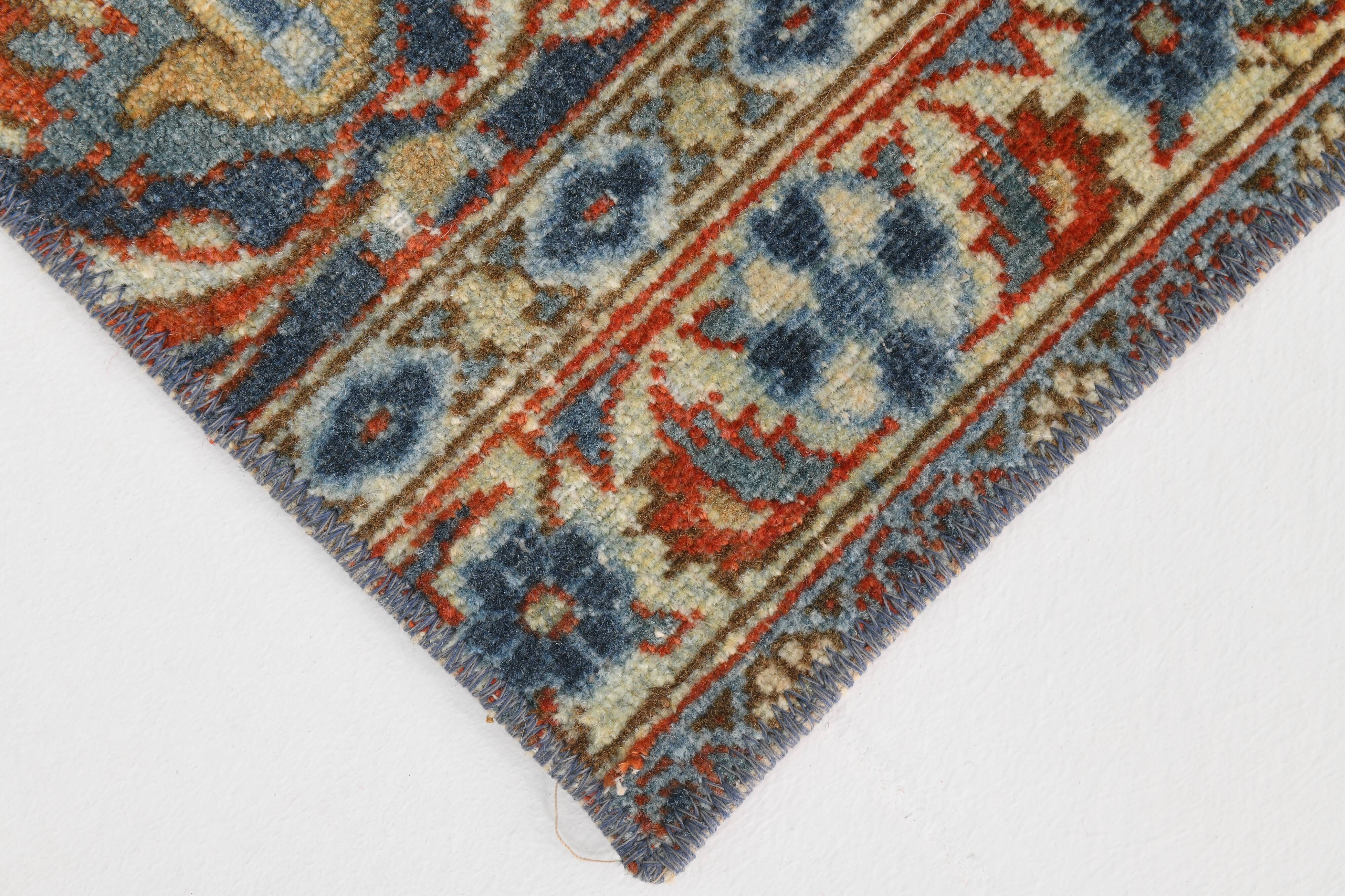 2x7 Navy Blue & Red Persian Runner Rug, 60x208Cm