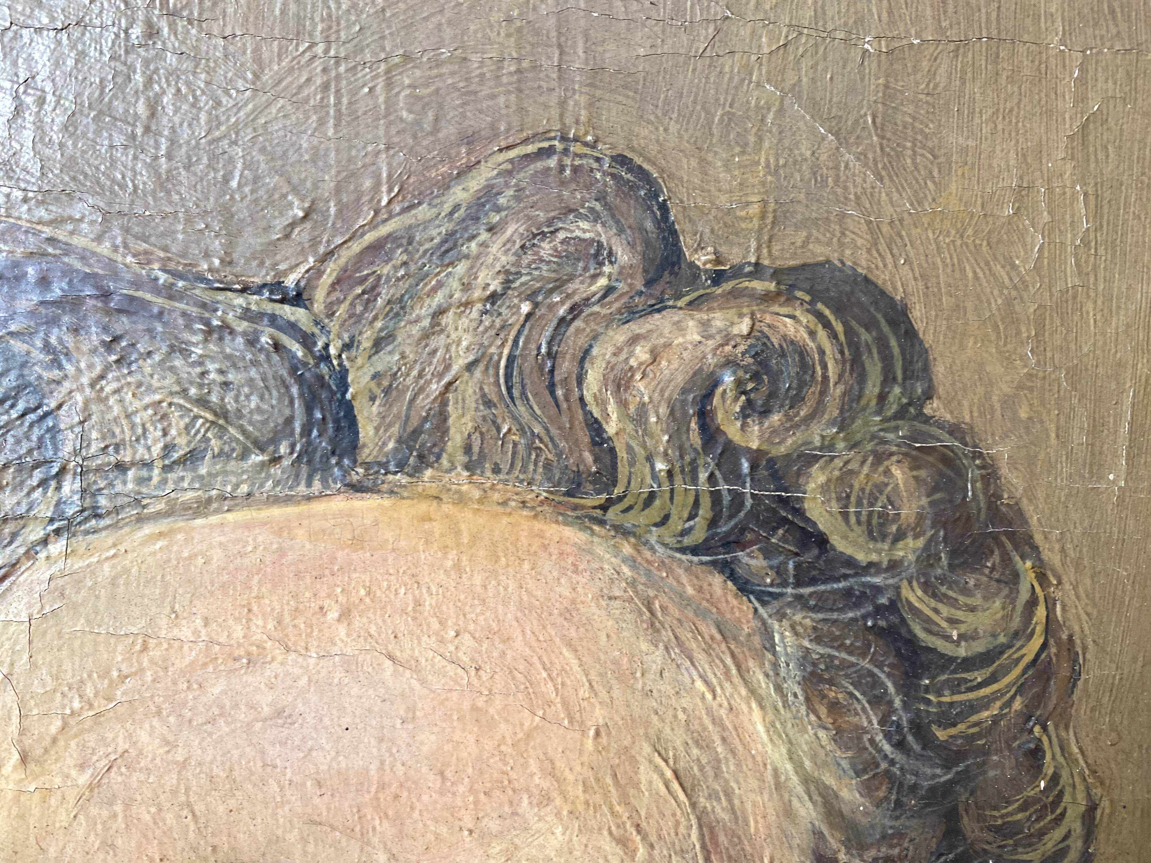 Oil portrait on canvas of an elegant vintage woman 50s