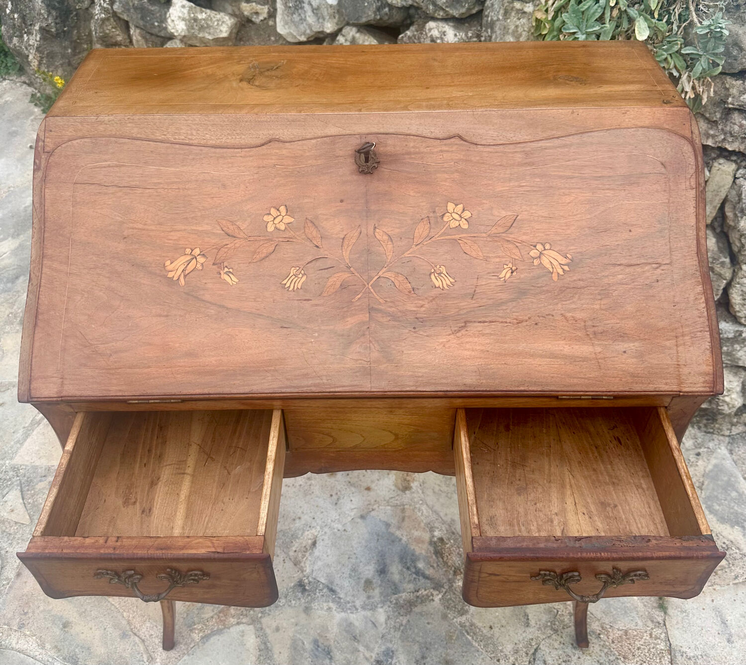 Louis XV style solid wood sloping desk.
