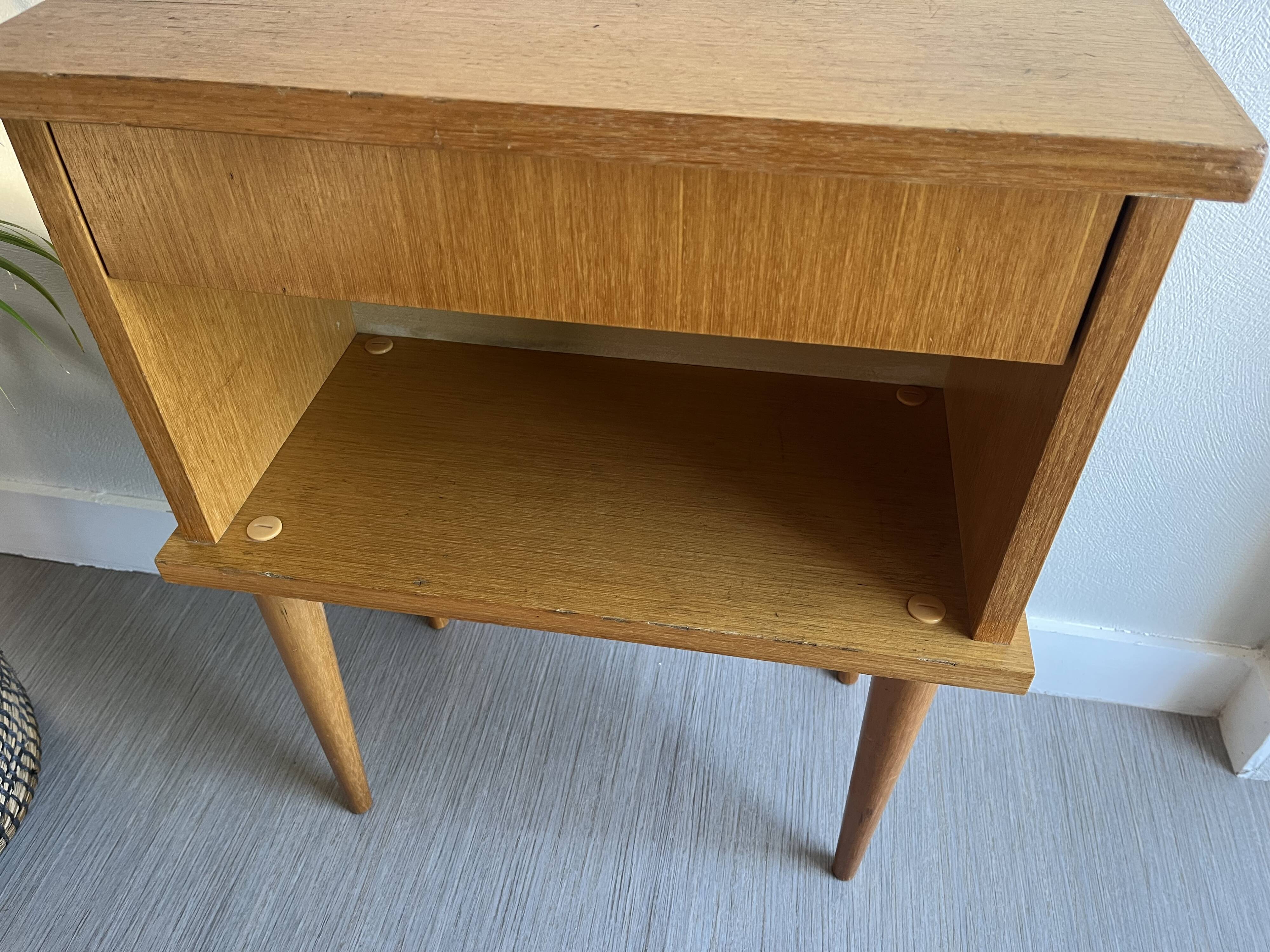 Bedside table vintage feet compass