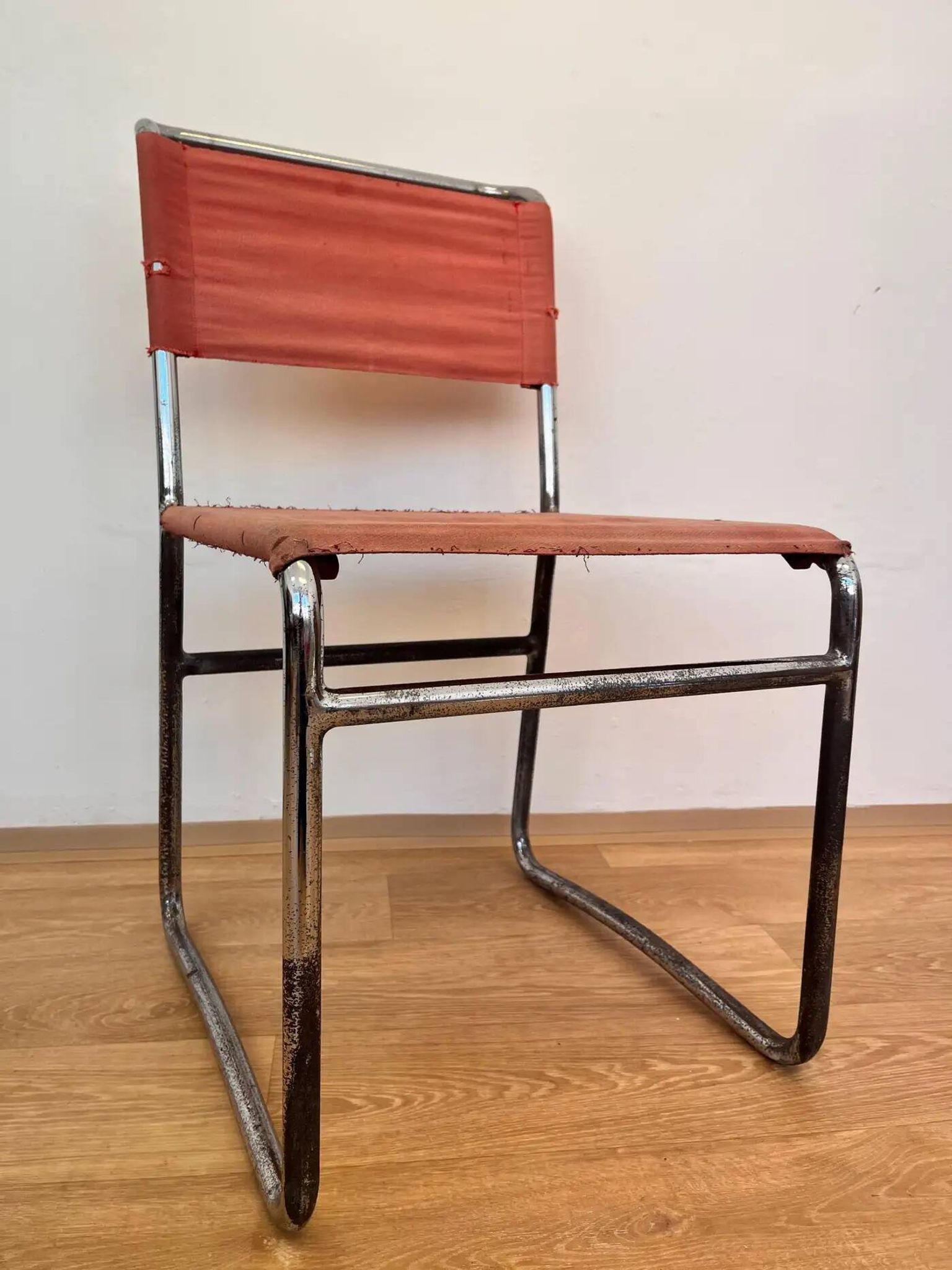 Tubular steel chrome Bauhaus chair by Hynek Gottwald - 1930 (Eisengarn)