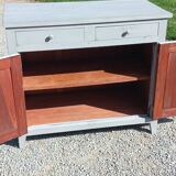 Parisian sideboard in oak and walnut 2 doors 2 drawers from the 20s