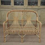 Bench rattan lounge - 2 chairs 1960